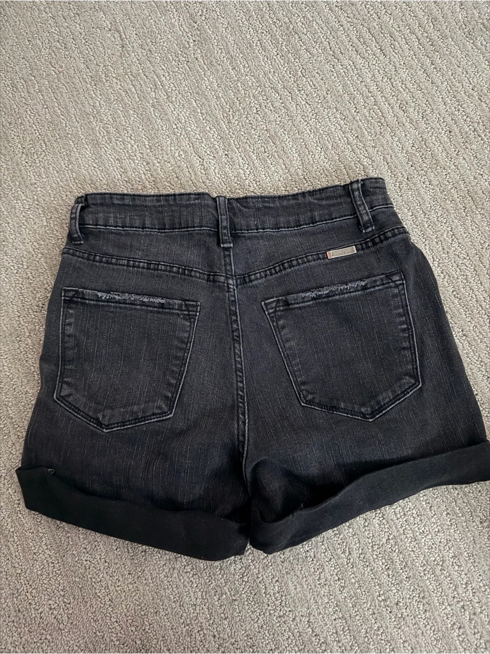 Washed Black Distressed High-Rise Denim Shorts - Picture 2 of 4